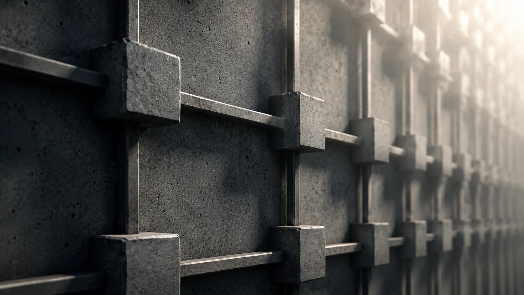 A repeating architectural system extending into the distance, illustrating how patterns shape memory
